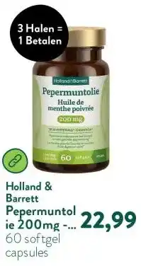 Holland & Barrett Pepermuntolie 200mg - 60 softgels aanbieding