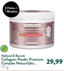 Holland & Barrett Collageen Poeder Premium Complex Natuurlijke Aardbei-/Limoensmaak - 171 gram aanbieding