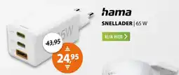 Expert Hama Fast Charger 2x USB-C PD 1x USB-A QC Mini-Charger 65 W Wit aanbieding