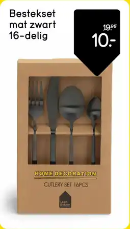 Leen Bakker Bestekset mat zwart 16-delig aanbieding