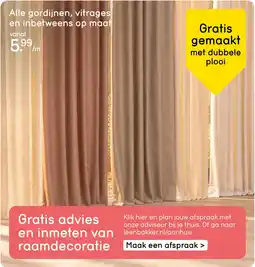Leen Bakker Alle gordijnen, vitrages en inbetweens op maat, gratis gemaakt met dubbele plooi aanbieding