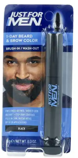 De Online Drogist Just for Men 1-Day Beard & Brow Colour Black aanbieding