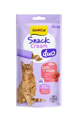 Pets Place Gimcat Snack Cream Duo - Verwensnacks - Zalm Tomaat 6x15 g aanbieding