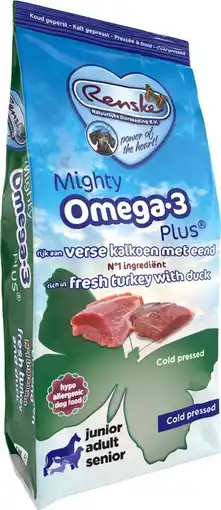 Pets Place Renske Mighty Omega Plus Koud Geperst - Hondenvoer - Kalkoen Eend 6.5 kg aanbieding
