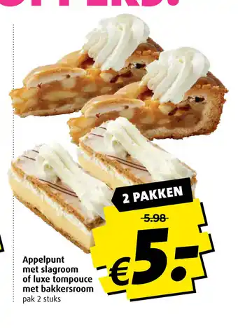 Boni Appelpunt met slagroom of luxe tompouce met bakkersroom 2 pakken aanbieding