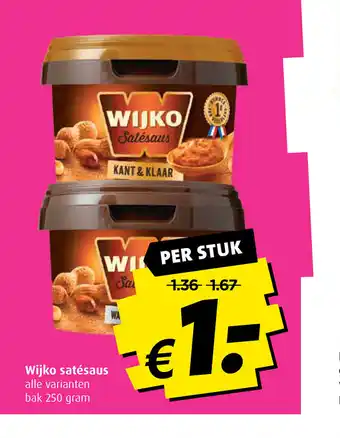 Boni Wijko satesaus alle varianten bak 250 gram per stuk aanbieding