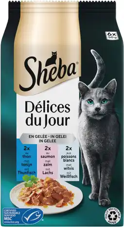 Intratuin Sheba natvoer Délices du Jour adult vis in gelei 50 g 6 stuks aanbieding