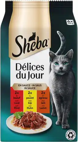 Intratuin Sheba natvoer Délices du Jour adult vlees in saus 50 g 6 stuks aanbieding
