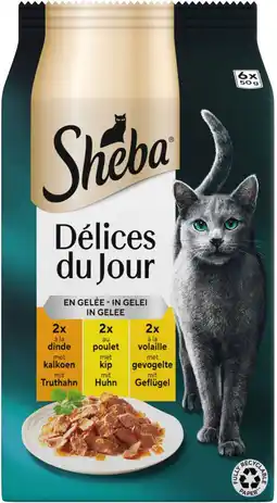 Intratuin Sheba natvoer Délices du Jour adult gevogelte in gelei 50 g 6 stuks aanbieding