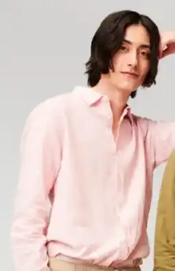 HEMA Linnen Overhemd Roze Streep aanbieding