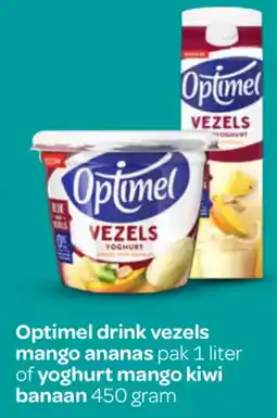 Spar Optimel drink vezels mango ananas of yoghurt mango kiwi banaan aanbieding
