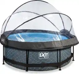 Bol.com EXIT Stone Frame Zwembad ø244 - Opzetzwembad - met Filterpomp & Overkapping - Rond - Grijs aanbieding