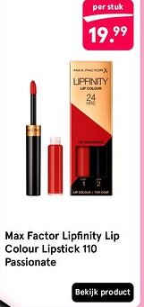 Etos Max Factor Lipfinity Lip Colour Lipstick 110 Passionate aanbieding