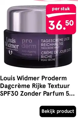 Etos Louis Widmer Proderm Dagcrème Rijke Textuur SPF30 Zonder Parfum 5... aanbieding