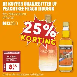 De Boerenschuur De Kuyper Oranjebitter of Peachtree Peach Liqueur aanbieding