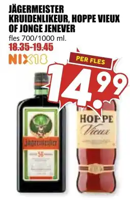 De Boerenschuur Jägermeister Kruidenlikeur, Hoppe Vieux of Jonge Jenever aanbieding