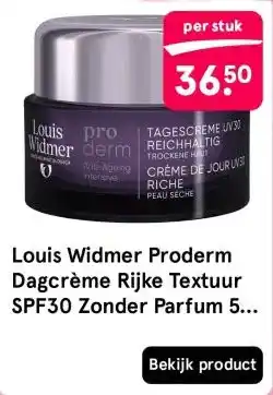 Etos Louis Widmer Proderm Dagcrème Rijke Textuur SPF30 Zonder Parfum 50 ML aanbieding