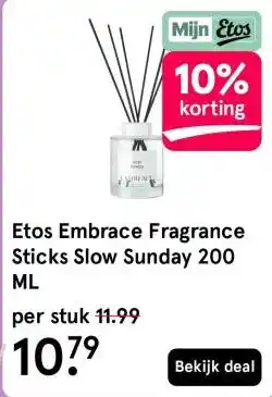 Etos Etos Embrace Fragrance Sticks Slow Sunday 200 ML aanbieding