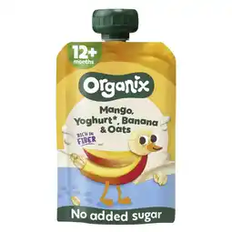Etos Organix Nutri Fiber Knijpfruit Mango, Yoghurt, Banaan & Haver 100g aanbieding