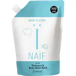 Etos Naïf 2-in-1 Shampoo & Body Wash Refill 0% Perfume 500 ML aanbieding