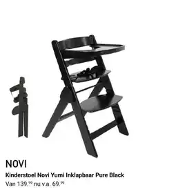 Van Asten BabySuperstore Kinderstoel Novi Yumi Inklapbaar Pure Black aanbieding