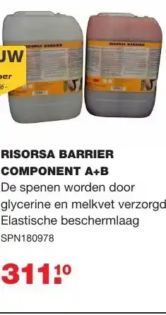 De Boer Drachten Risorsa barrier component a+b aanbieding
