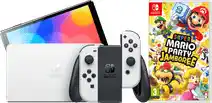 Coolblue Nintendo Switch OLED Wit + Mario Party Jamboree aanbieding