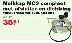 De Boer Drachten Melkkap MC3 compleet met afsluiter en dichtring aanbieding