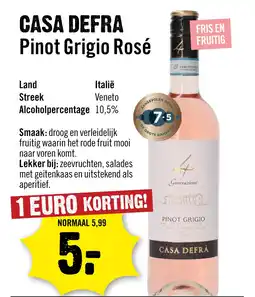 Dirck 3 Casa Defra Pinot Grigio Rose 75 cl aanbieding