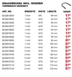 De Boer Drachten Draadbeugel incl. moeren thermisch verzinkt aanbieding