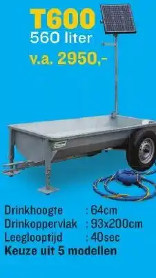 De Boer Drachten Mobiele Solar Drinkbakken T600 aanbieding
