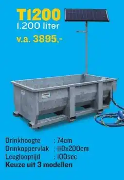 De Boer Drachten Mobiele Solar Drinkbakken T1200 aanbieding