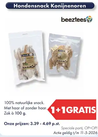 Huisdier Voordeelshop Hondensnack Konijnenoren aanbieding