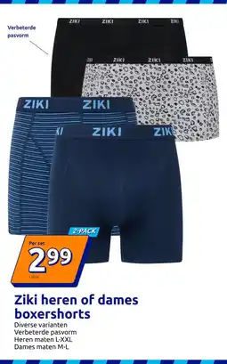 Action Ziki heren of dames boxershorts aanbieding