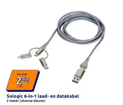 Action Sologic 6-in-1 laad- en datakabel aanbieding
