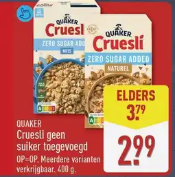 ALDI Quaker Cruesli geen suiker toegevoegd aanbieding