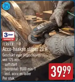 ALDI Ferrex Accu-haakse slijper 20 V aanbieding