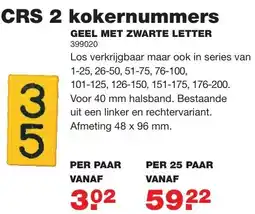 De Boer Drachten Crs 2 kokernummers geel met zwarte letter aanbieding