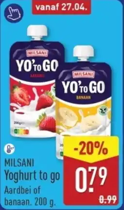 ALDI Milsani Yoghurt to go aanbieding