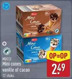 ALDI Mucci Mini cones vanille of cacao aanbieding