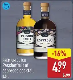 ALDI Premium Dutch Passionfruit of Espresso Cocktail aanbieding
