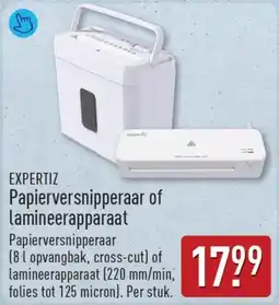 ALDI Expertiz Papierversnipperaar of Lamineerapparaat aanbieding
