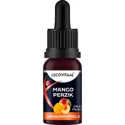 Etos Lucovitaal Smaakdruppels Mango Perzik Suikervrij 20 ml aanbieding