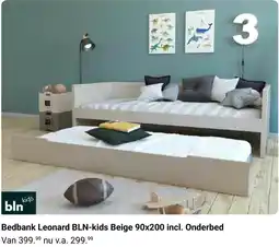 Van Asten BabySuperstore Bedbank Leonard BLN-kids Beige 90x200 incl. Onderbed aanbieding