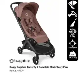 Van Asten BabySuperstore Buggy Bugaboo Butterfly 2 Complete Black/Dusty Pink aanbieding