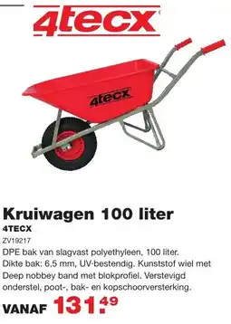 De Boer Drachten 4tecx Kruiwagen 100 liter aanbieding