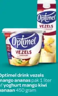 Spar Optimel drink vezels mango ananas pak 1 liter of yoghurt mango kiwi banaan aanbieding