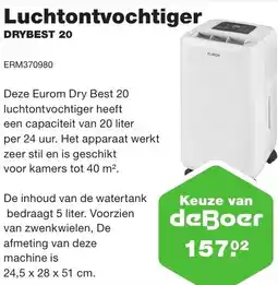 De Boer Drachten Luchtontvochtiger DRYBEST 20 aanbieding