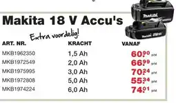 De Boer Drachten Makita 18 V Accu's aanbieding