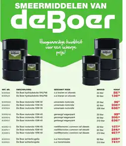 De Boer Drachten Smeermiddelen van deboer aanbieding